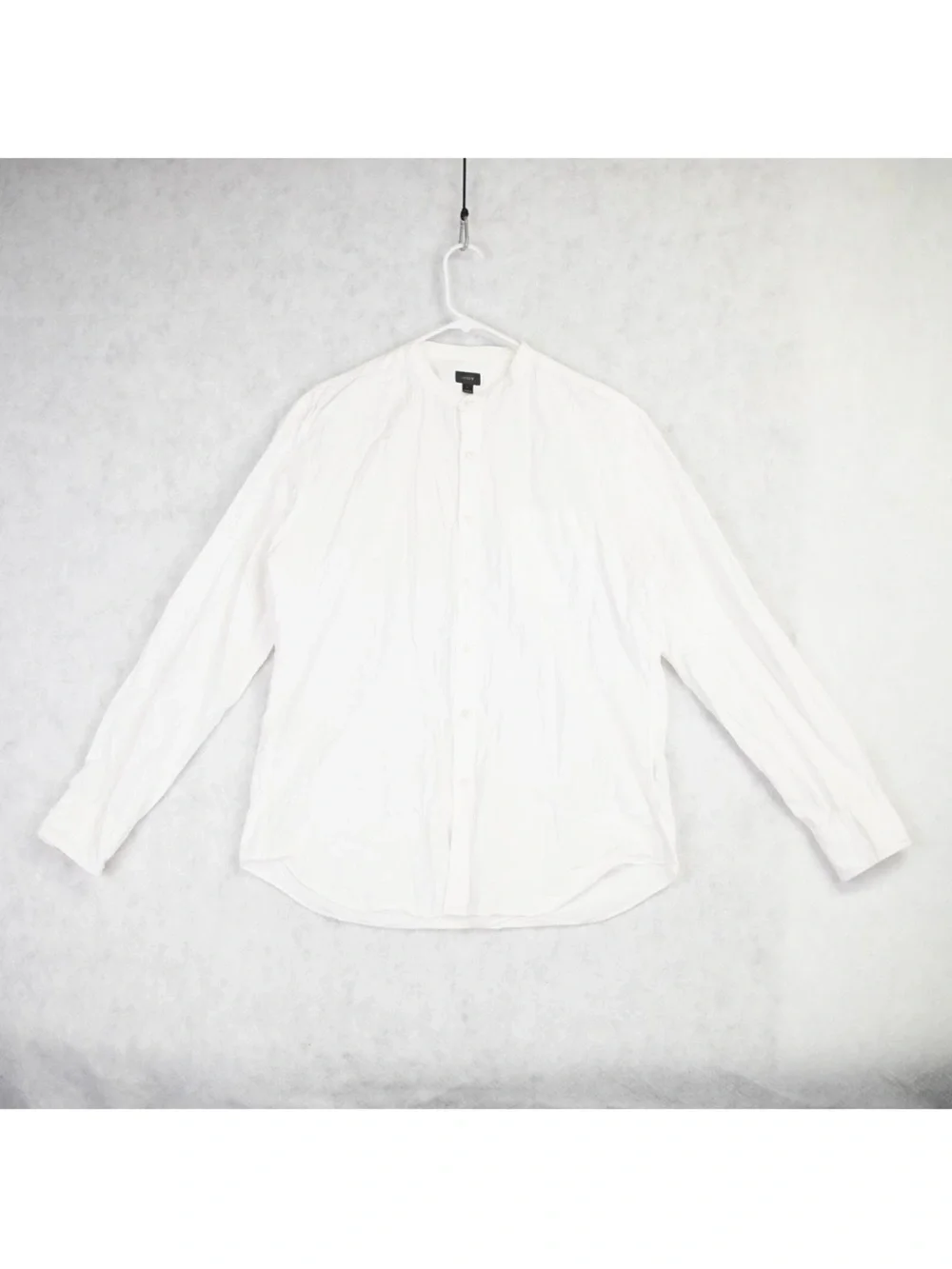 J.Crew White Long Sleeve Mandarin Collar Button-Up Shirt Mens Size Large Preppy